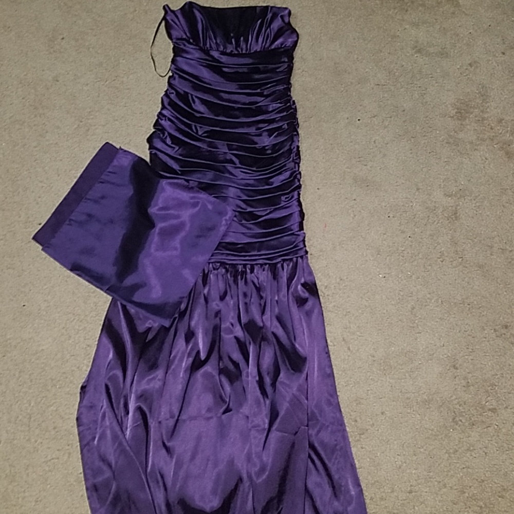 Strapless purple dress
